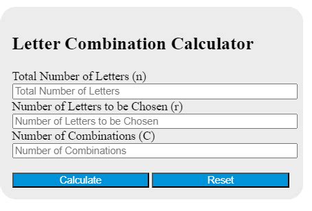 combination calculator letters.